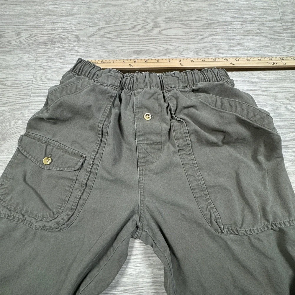 Vintage Ocean Pacific Mens Cargo Pants Olive‎ Green Elastic Waist Cotton Medium